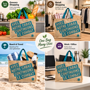 Bolsa de Compras de Yute Personalizada con Asas de Cinta de Algodón, Bolsa Ecológica para Supermercado, Promocional y de Venta Minorista - Product Image 5