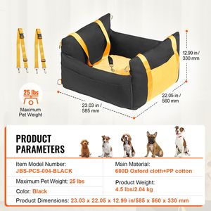 Sedile Auto per Cani Impermeabile con Tasca Portaoggetti, Maniglie Laterali e Guinzaglio di Sicurezza, Tessuto Traspirante in Cotone PP - Product Image 4