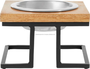 Alimentador de madera elevado para perros Single Diner con base negra Soporte de nueva apariencia para gatos Mascotas Comida y agua Estación de servicio de Tubo negro - Product Image 2