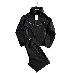 Conjunto de Chaqueta Deportiva con Capucha para Hombre, Transpirable, Ecológica, de Secado Rápido, Mezcla de Algodón, Chaqueta Cortavientos, Ropa de Invierno para Exteriores, Logotipo Frontal - Product Image 2