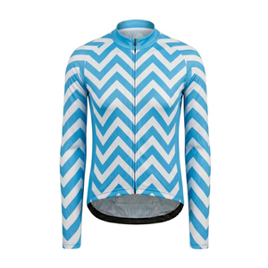 Maillot de Ciclismo Profesional de Manga Larga, Transpirable, 100% Poliéster, Color Azul Claro, con Cierre Completo, Impresión Digital - Product Image 4