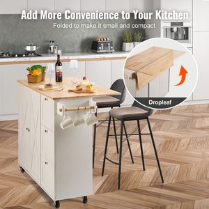 45.3 bianco \ "carretto da cucina a isola in legno massello Mobile Mobile Mobile Mobile Mobile Mobile con foglia a goccia portasciugamani portvia isole - Product Image 6