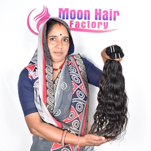 Extensiones de Cabello Humano Natural Indio Remy Sin Químicos, Ondulado, Doble Trama a Máquina, 100g - Product Image 3