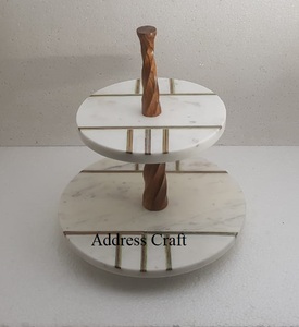 Modern Home Kitchen Double Tier <b>Marble</b> <b>Cake</b> <b>Stand</b> Holders for Food Pastry Display and Table Decoration with <b>Cakes</b> Fruits Platter - Product Image 6