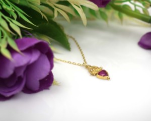 Handcrafted Vintage Christian Children's 925 Sterling <b>Silver</b> & 18K Gold Plated Ruby Party <b>Charm</b> Pendant - Product Image 3