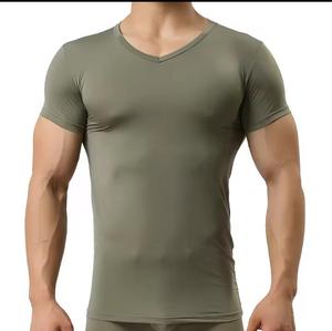 <b>Men's</b> Short Sleeve O-Neck Jersey Fabric Breathable <b>Sequin</b> Embroidery Regular Fit Casual 100% Cotton Sweater 220g - Product Image 4