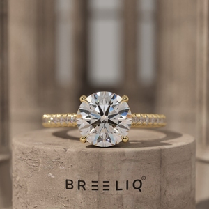 2CT Round Diamond Engagement Ring 14K Solid Gold Pave Band Solitaire Ring Hidden Halo <b>Bridal</b> Ring OEM ODM Custom Jewelry - Product Image 1