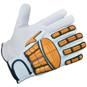 Gants de mécanicien robustes en cuir de vachette grainé avec revêtement en latex, anti-impact, protection des mains pour travaux industriels et de soudage - Product Image 6