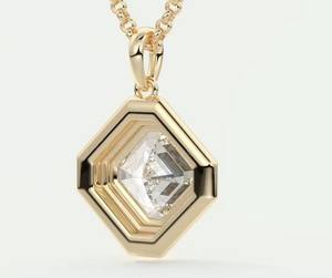 จี้เพชรทรงบาแกตต์แบบฝังขอบเพชร VVS มอยส์ซาไนต์ ดีไซน์ฮิปฮอปสองสีเงินทอง แรงบันดาลใจจาก Asscher Chunky Deco สำหรับงานปาร์ตี้ - Product Image 2