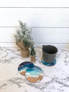 Personalized Eco-Friendly Handicraft Resin Coasters Customized Color Natural Shape Hand-painted Ocean Style Beach - Product Image 4