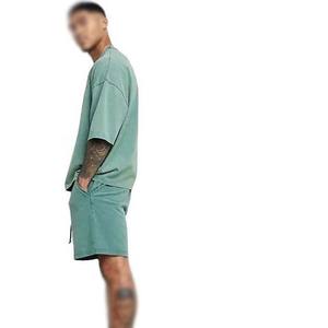 Conjunto Deportivo de Dos Piezas para Hombre, Estilo Casual de Verano, Tejido, Color Liso, Transpirable, Camiseta y Pantalones Cortos, Venta al Por Mayor - Product Image 5