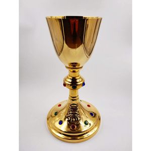 ถ้วยศีลมหาสนิทชุบทองหรูหราพร้อมลายกางเขนสำหรับแท่นบูชาคริสต์ศาสนาและพิธีมิสซาอันศักดิ์สิทธิ์ - Product Image 5