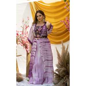 Ensemble jupe en mousseline de soie lavande Daisy Bohemian Chic avec veste à manches trois-quarts, taille XS - Product Image 2