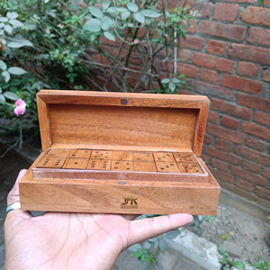 Juego de Dominó de Madera Maciza con Fichas Hechas a Mano y Caja de Almacenamiento, Artesanía Natural, Regalo Clásico para Viajes Familiares - Product Image 5