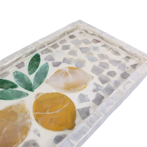 ที่ตั้งเค้กแบบฝัง MDF capiz ทรงสี่เหลี่ยมลายมะนาวและนกการแสดงขนมหวานแบบทำมือโมเสกสำหรับตกแต่งบ้าน - Product Image 4