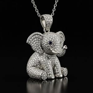 Pendentif éléphant en moissanite, style hip-hop, serti de diamants, bijoux en argent 925, charme animal, pendentif de luxe - Product Image 2