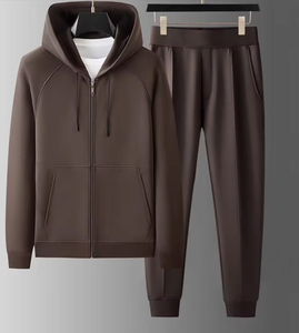 Men's Plus Size Two-Piece Training Jogging Set Casual Workout Hoodie Hood <b>Track</b> <b>Suit</b> for Running Solid Pattern Autumn Season - Product Image 4