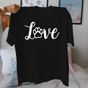 เสื้อยืดพิมพ์ลาย Love With a PAW ผ้าฝ้ายแท้สำหรับผู้หญิงใส่สบาย - Product Image 1
