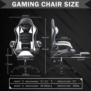 Sedia da Gaming Ergonomica in Pelle PU, Altezza Regolabile, per Adulti, per Casa, Ufficio, Scrivania, Computer e Videogiochi - Product Image 3