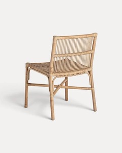 Chaise de salle à manger moderne en rotin avec dossier et assise tressés à la main, pieds en bois massif, design stable, garantie 1 an pour usage domestique et en restaurant - Product Image 4