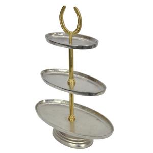 Support à gâteau 3 étages fait main en argent, style fer à cheval doré, plateau de service de luxe pour gâteaux, pâtisseries et fruits, décoration de table de mariage - Product Image 2