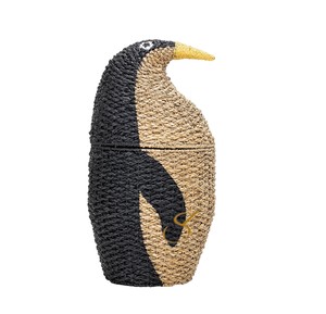 Cesta de Almacenamiento de Jacinto de Agua con Forma de Pingüino y Tapa, Organizador de Juguetes Tejido con Forma de Animal para Decoración de Habitación Infantil - Product Image 1