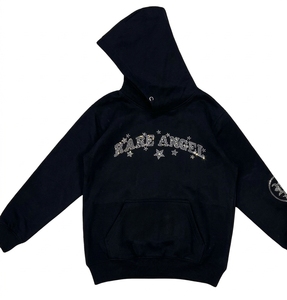 Sweat-shirt à capuche RARE ANGEL en strass pour homme, coupe oversize, en coton noir, style décontracté d'hiver, imperméable, écologique, 360g - Product Image 1