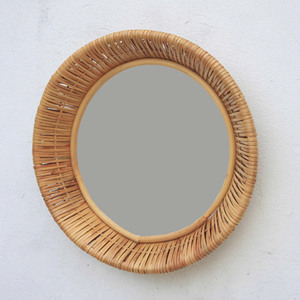 Espejo de Pared Boho de Lujo, Fabricado en Vietnam, Decoración Moderna para el Hogar, Colgante, Ecológico, Ovalado, de Ratán y Vidrio, Color Beige - Product Image 6