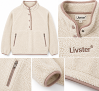 Veste pull en polaire sherpa crème ivoire de qualité supérieure pour homme, sweat-shirt chaud d'hiver à manches longues et col montant avec boutons-pression sur le devant