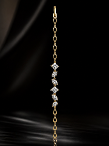 ELVORA GEMS Pulsera de cadena con perlas de agua dulce y diamantes de corte princesa, chapada en oro de 18 quilates, joyería geométrica clásica para mujer - Product Image 2
