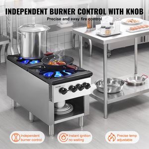 Fornello a Gas Commerciale in Acciaio Inox a 2 Fuochi, Piano Cottura da Banco, Propano/Gas Naturale, Attrezzatura da Cucina Professionale - Product Image 4