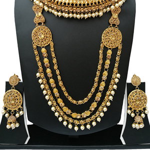 Indian Trendy Classic Choker Engagement Anniversary Wedding Party <b>Gift</b> Set Traditional Crystal Kundan Faux Pearl Alloy Gold - Product Image 4