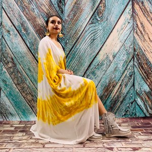 Modern Hot Relaxed Deep V Neck Handmade Tie Dye Trendy Summer 1 Bandeau One-piece Evening Party Boho <b>Beach</b> Kaftan Kimono <b>Robe</b> - Product Image 5