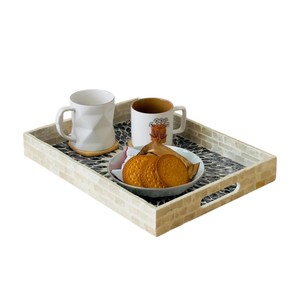 Luxury Mother of Pearl Serving <b>Tray</b> Handmade Inlay Shell Decorative <b>Tray</b> for Home Hotel Restaurant Serving and Gift Use - Product Image 1