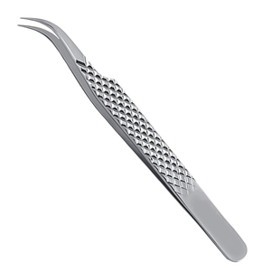 Pince à épiler professionnelle pour extensions de cils, pointe fine incurvée de précision, durable, prise en main parfaite, en acier inoxydable, logo personnalisé - Product Image 1