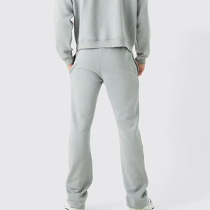 Men's Gray Half-Zip Sweatshirt and Pants <b>Tracksuit</b> Full Sleeve Solid Color Casual Breathable Cotton Autumn Wear - Product Image 4