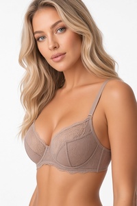 Soutien-gorge de maternité/allaitement en nylon doux avec dentelle, sans couture, tricoté, couvrant entièrement la poitrine, bretelles réglables, fermeture à agrafes, couleur unie - Product Image 4