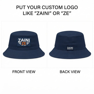 Premium 240 GSM Polyester Twill Summer Beach Bucket <b>Hat</b> <b>Navy</b> Blue Multi Panel Sun <b>Hat</b> Custom Rubber PVC Patch Logo Woven Label - Product Image 1