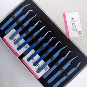 Pince à épiler antistatique et antimagnétique en acier inoxydable de haute qualité, revêtement en poudre, différentes pointes, kit pour cils - Personnalisation - Product Image 1