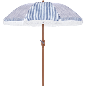 Ombrellone da Patio Moderno da 2,7 Metri con Manovella, Blu e Bianco, Leggero e Pieghevole per Hotel e Parchi - Product Image 1