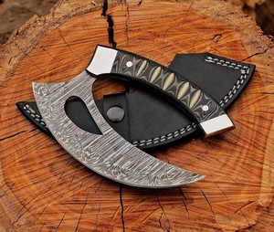 Couteau de chef ambidextre en acier Damas forgé à la main, finition satinée, manche en Micarta, design moderne, couteau multifonction de UA Supplies - Product Image 1