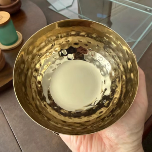 Round Hammered <b>Metal</b> Bowl Gold Finish Key and <b>Wallet</b> Holder Money Bowl - Product Image 1