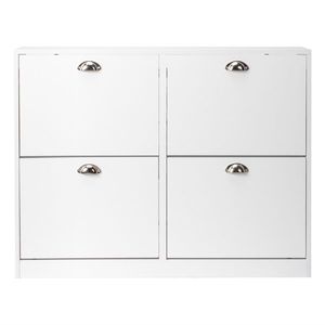 Mobile Portascarpe Moderno in Truciolato Bianco con 2 File e 4 Cassetti 102*25*78.5cm Antipolvere per Arredamento Soggiorno - Product Image 6