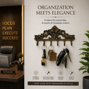 Handcrafted Solid Brass Floral Key Holder Wall Mounted Decorative 6 Hook Organizer Vintage Entryway Home Office Hotel Decor <b>Rack</b> - Product Image 2