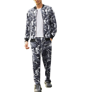 ชุดกีฬากลางแจ้งสไตล์สตรีทสำหรับผู้ชาย,ชุดวอร์มแบบซิปรูดเต็มหน้าพร้อมใช้งานชุดวิ่งจ๊อกกิ้งแบบซิป2ชิ้นเสื้อกันหนาวกันลม - Product Image 5