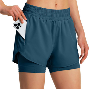 Shorts de sport pour femmes 2 en 1 avec short intégré, anti-transpiration, pour la course à pied, la gym, l'entraînement et les exercices - Product Image 1