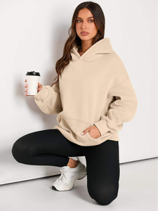 Sudadera con Capucha Extra Grande de Forro Polar para Mujer, Otoño-Invierno, con Logotipo Personalizado en la Parte Delantera, Cálida, 100% Algodón, Ecológica, de Secado Rápido - Product Image 4