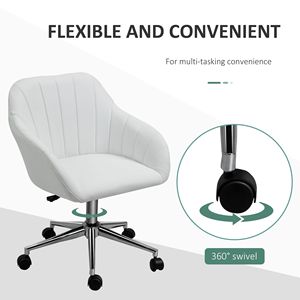 Sedia da Ufficio Girevole in Pelle PU con Schienale Medio, Design a Vasca, per Casa e Ufficio, Colore Bianco - Product Image 6