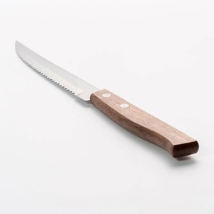 Juego de 6 cuchillos para carne con mango de madera, de acero inoxidable, con hoja dentada, para comedor, hogar, restaurante, cocina, barbacoa, corte de carne - Product Image 1