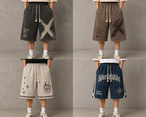 Shorts Bermuda en Coton Gris Foncé pour Homme avec Motif X, Fermeture à Cordon, Taille Mi-Haute, Style Décontracté Urbain, Finition Délavée - Product Image 5